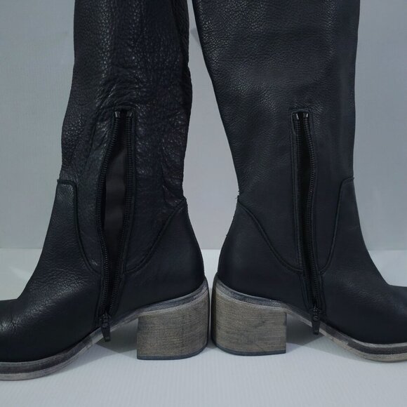 Free People Essential Slouch Boot Womens EU 36.5 Black Leather Tall Boho NEW - Picture 4 of 14